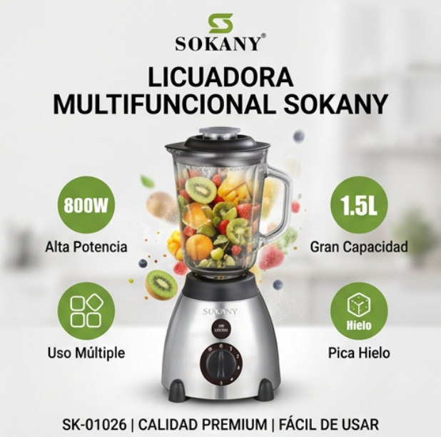 Licuadora y Picadora 2 en 1 Sokany SK-01026