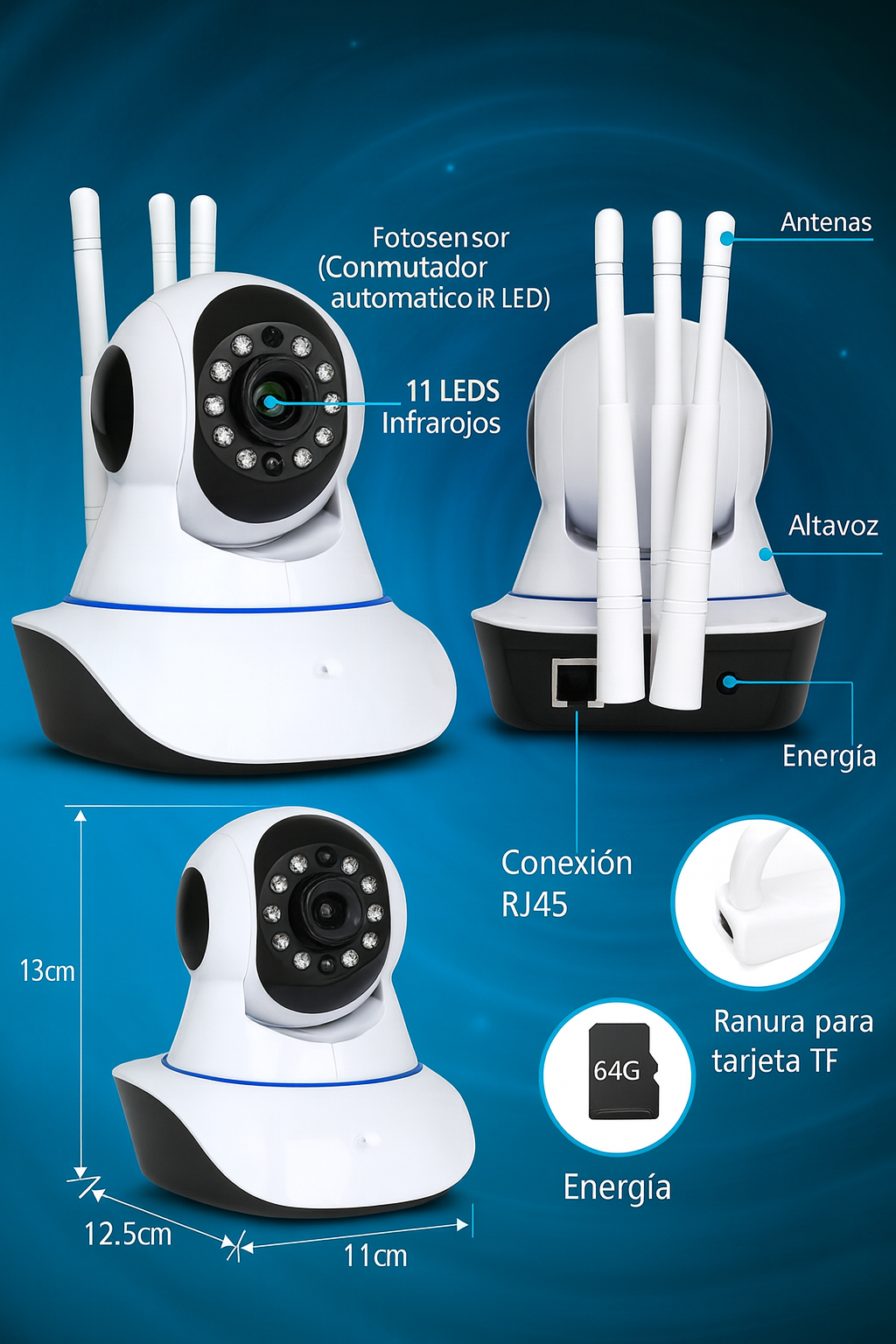 Kit 2 Camaras Seguridad Wifi Roboticas