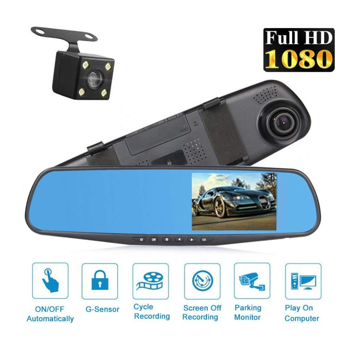 Retrovisor Espejo Doble Camara Full Hd - Ordenalo Co