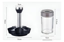 Medidas: base 14 cm, alto 18 cm, frasco 5 x 9,5 cm