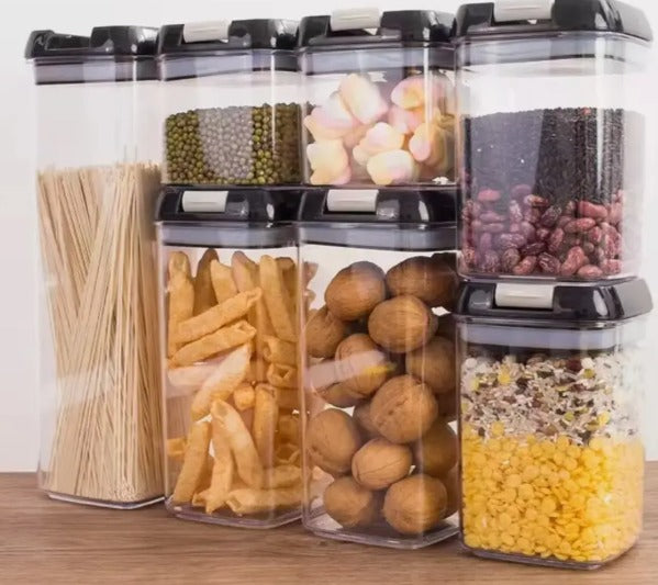 Organizador de cocina 7 frascos hermeticos - vista principal con alimentos