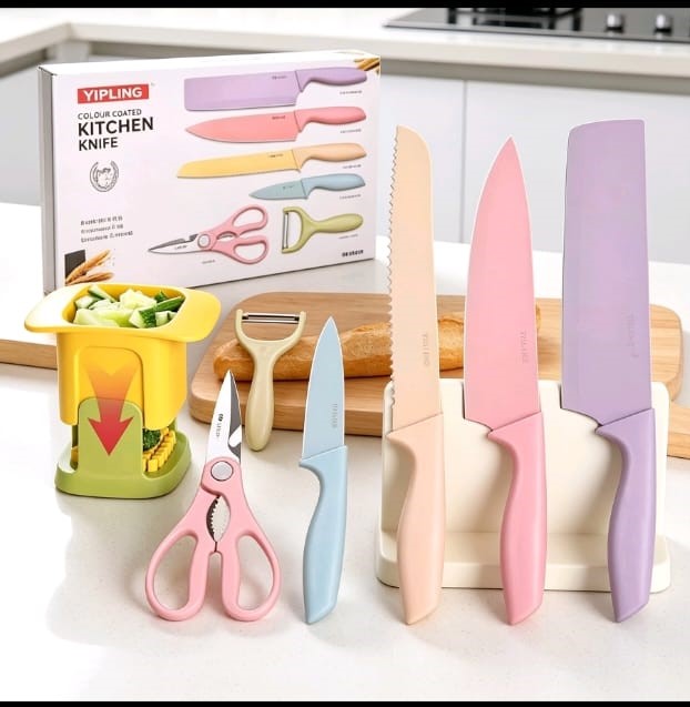 Set de Cuchillos de Cocina 6 en 1 con cortador de vegetales