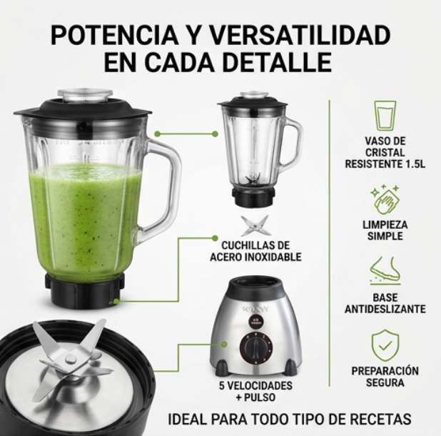 Licuadora y Picadora 2 en 1 Sokany SK-01026
