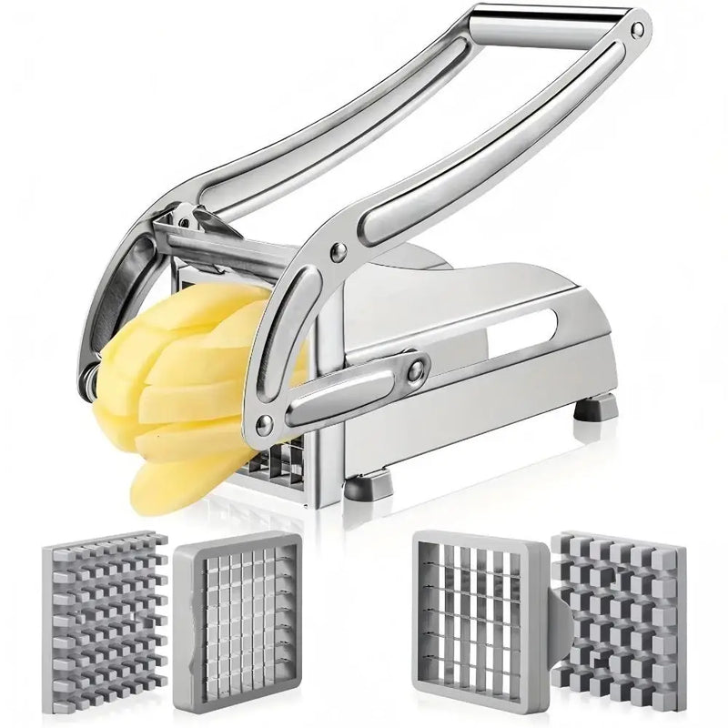 Cortador de papas manual de acero inoxidable con dos rejillas intercambiables