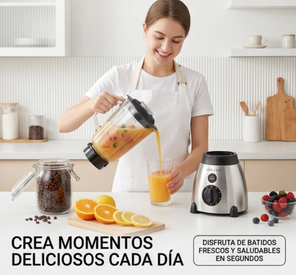 Licuadora y Picadora 2 en 1 - cuchillas de acero inoxidable